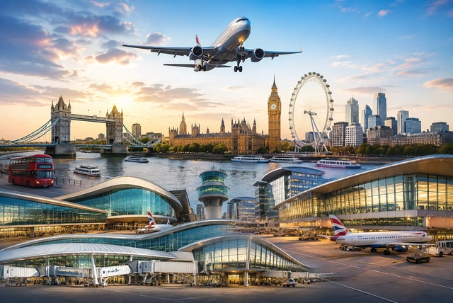 Best Airport in London Guide for Travelers Best airport in London comparison showing Heathrow, Gatwick, City, Stansted, Luton, and Southend airports.