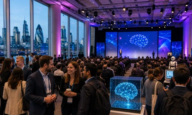 10 Best AI Events London in 2026 for Networking, Innovation & Future Tech Trends AI events London 2026 conference attendees networking and discussing future technology trends