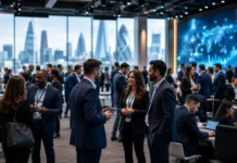 20 Best Fintech Events London for Networking, Innovation & Industry Insights Professionals networking at fintech events London conference in 2026