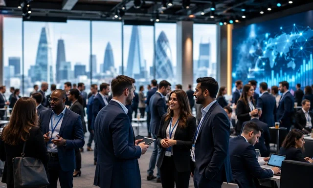 20 Best Fintech Events London for Networking, Innovation & Industry Insights Professionals networking at fintech events London conference in 2026