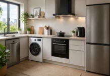 Energy-Efficient Home Appliances in London: Save Energy and Lower Household Bills Energy-efficient home appliances London including an A-rated fridge freezer, washing machine and induction hob in a modern kitchen