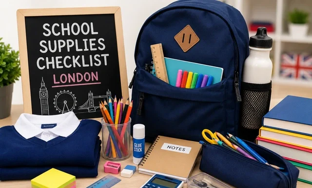 School Supplies Checklist London: Complete Back-to-School Essentials for London Students (2026 Guide) School supplies checklist London with school stationery, backpack and uniform essentials for students
