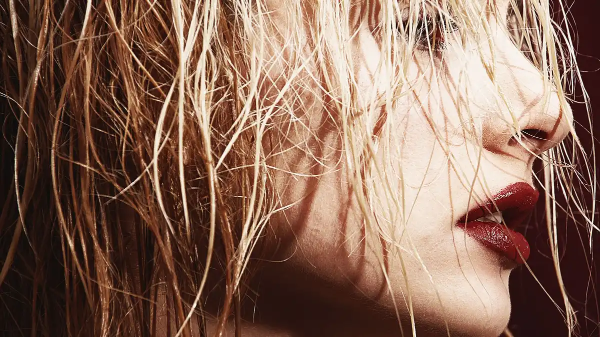 Close-up of lightened blonde hair