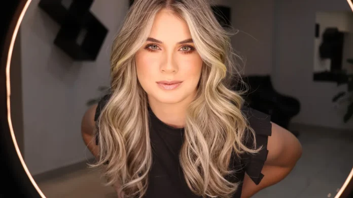 Woman with dimensional blonde balayage hair