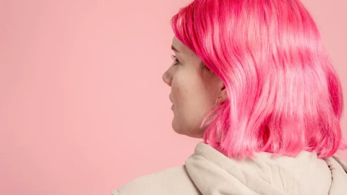 Hair Color Care Woman with vibrant dyed hair, hair color care guide