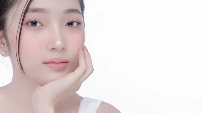 Woman with clear, glowing skin