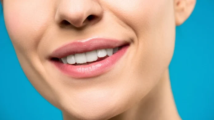 Close-up of full, glossy lips