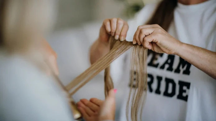 Long hair wefts handled for tape-in extensions