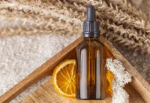 Vitamin C Serums: Concentration, Formulation and Storage Vitamin C face serum bottle with orange slice