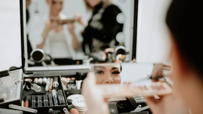 Wedding Makeup Bride having her wedding makeup applied by an artist