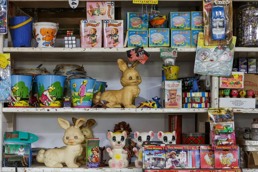 Darrell Sheets net worth - colourful vintage toys on a shop shelf