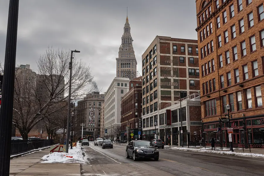 Don King net worth - downtown Cleveland with Terminal Tower in winter