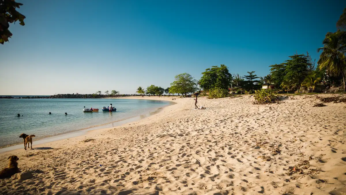 Beach and clear water at Montego Bay, Jamaica