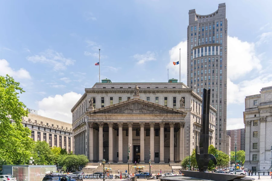 Kesha net worth - the New York County Courthouse under clear skies