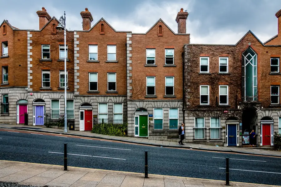 Louis Walsh net worth - colourful Georgian buildings on a Dublin street