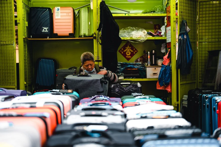 Princess Traveller suitcase review - colourful suitcases displayed in a luggage shop