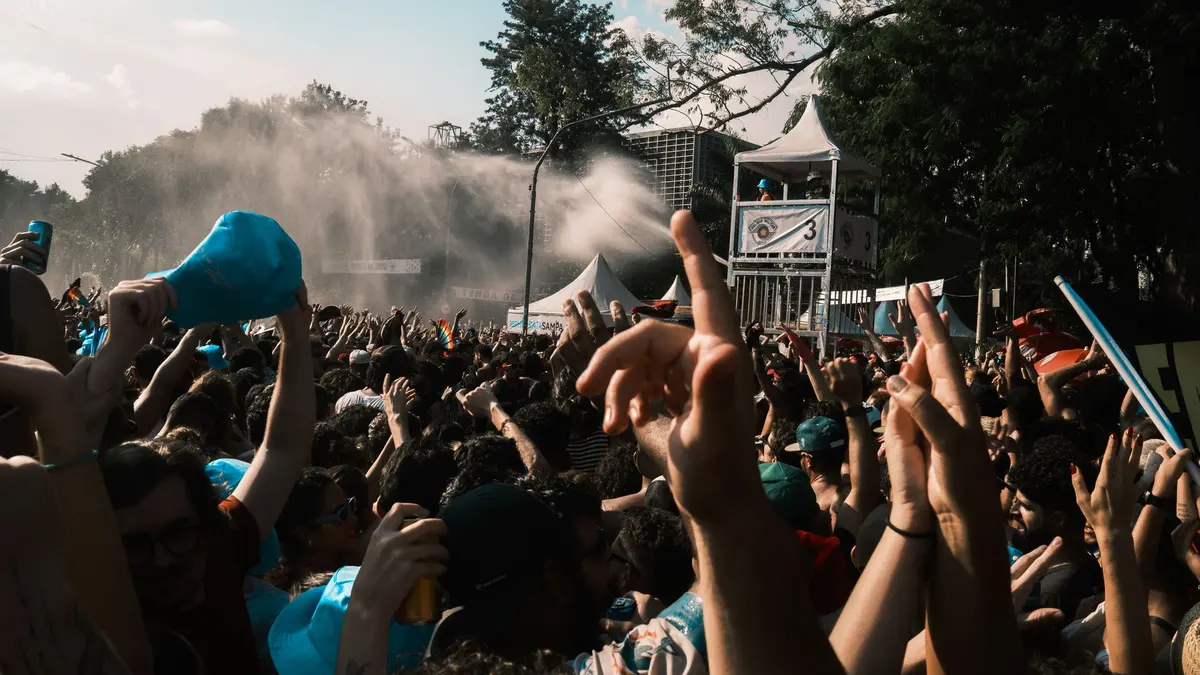Crowd at an outdoor summer music festival